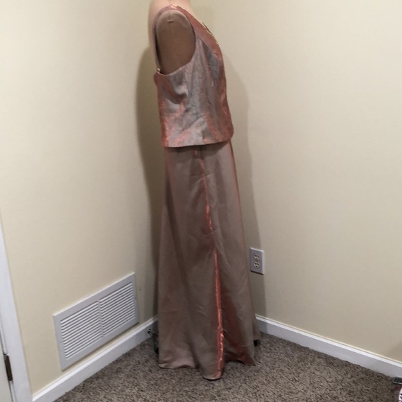 David’s Bridal Gown Maxi Dress Size 14W Iridescent Blue Pink Rhinestone Sequins - Picture 4 of 10